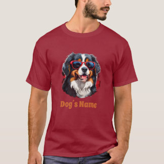 サングラスクール付きベルネーズマウンテンドッグ Tシャツ
