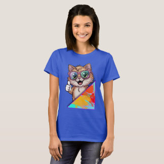 サングラスクール付き猫 – レトロおもしろいVibes Tシャツ