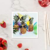 サングラスクール紙ナプキン付きパイナップル スタンダードカクテルナプキン (インサイチュ)