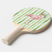 サングラスグリーンのピンクのフラミンゴストライプ 卓球ラケット (正面アングル)