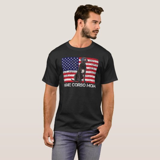 サングラスケインコルソママ国旗アメリカ犬 Tシャツ (正面フル)