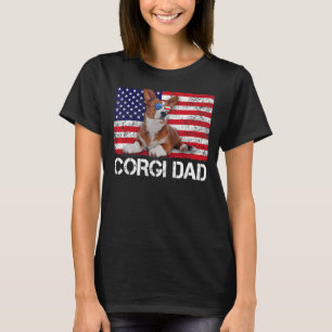 サングラスコルギパパ国旗アメリカンウサドッグ Tシャツ