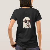 サングラスコーヒー好き可愛いおばけのレディースTシャツ Tシャツ (裏面)