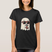 サングラスコーヒー好き可愛いおばけのレディースTシャツ Tシャツ (正面)