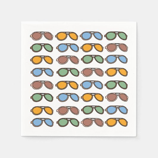 サングラスサマーカラフルサングラスプールパーティー スタンダードカクテルナプキン (正面)