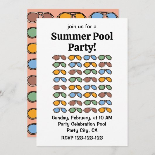 サングラスサマーカラフルサングラス 招待状 (正面/裏面)