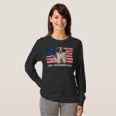 サングラスサンベルナルドママ国旗アメリカ犬 Tシャツ (正面フル)