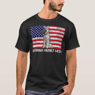 サングラスシベリアのハスキーママ国旗アメリカ合衆国Do Tシャツ