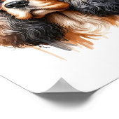 サングラススタイリッシュウォーターカラーペットアートのスパニエル犬 ポスター (角)