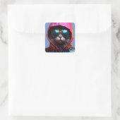 サングラスステッカー付きエピック猫 スクエアシール (バッグ)