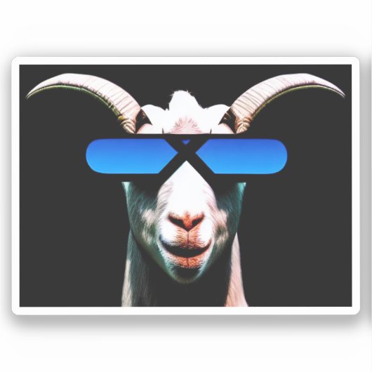 サングラスステッカー付きヤギ シール (正面)