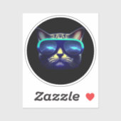 サングラスステッカー付き猫 シール (シート)
