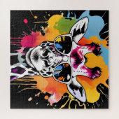 サングラススプラッシュ付き可愛いカラフルジラファ ジグソーパズル (横)