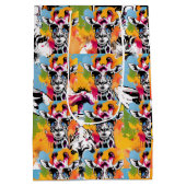 サングラススプラッシュ付き可愛いカラフルジラファ ミディアムペーパーバッグ (裏面)