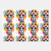 サングラススプラッシュ付き可愛いカラフルジラファ ラッピングペーパーシート (正面2)