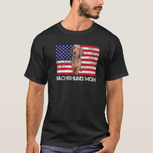 サングラスダシュント母の旗米国犬 Tシャツ