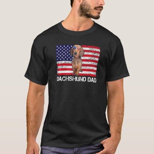 サングラスダックスシュントパパ国旗アメリカンドッグ Tシャツ (正面)