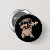 サングラスダビングと良い気分のパグ 缶バッジ (正面&裏面)
