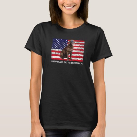 サングラスチェサピーク湾レトリバーママ国旗アメリ Tシャツ (正面)