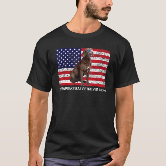 サングラスチェサピーク湾レトリバーママ国旗アメリ Tシャツ (正面)