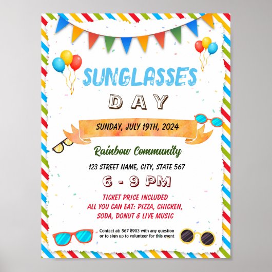 サングラスデイスクールイベントチラシのポスター ポスター (正面)