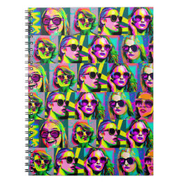 サングラスデジタカラフルルアートの女性 ノートブック