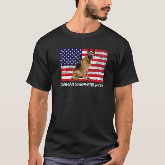 サングラスドイツ羊飼いママ国旗アメリカD Tシャツ (正面)
