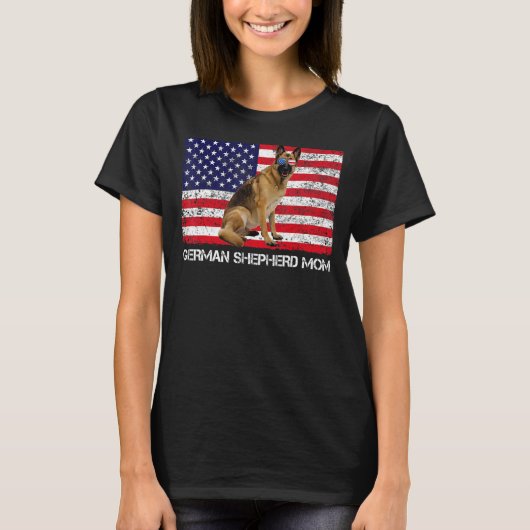 サングラスドイツ羊飼いママ国旗アメリカD Tシャツ (正面)