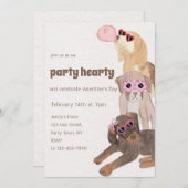 サングラスドッグバレンタインデー 招待状 (正面/裏面)