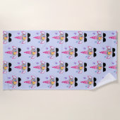 サングラスパターンのピンクのユニコーン ビーチタオル (正面)