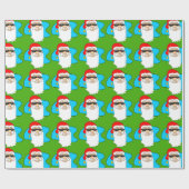 サングラスパターンのメリークリスマスのカッコいいサンタ ラッピングペーパー (フラット)