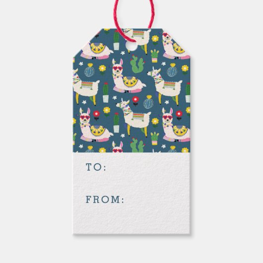 サングラスパターンのラマ ギフトタグ (正面)