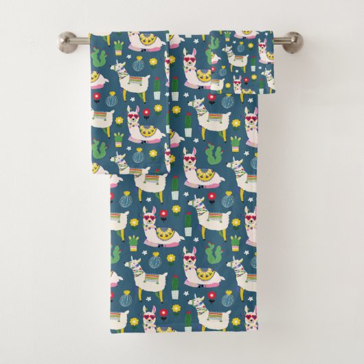 サングラスパターンのラマ バスタオルセット (インサイチュ)