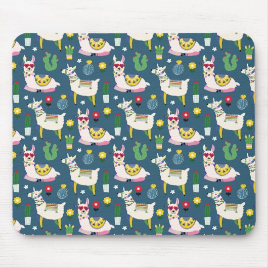 サングラスパターンのラマ マウスパッド (正面)