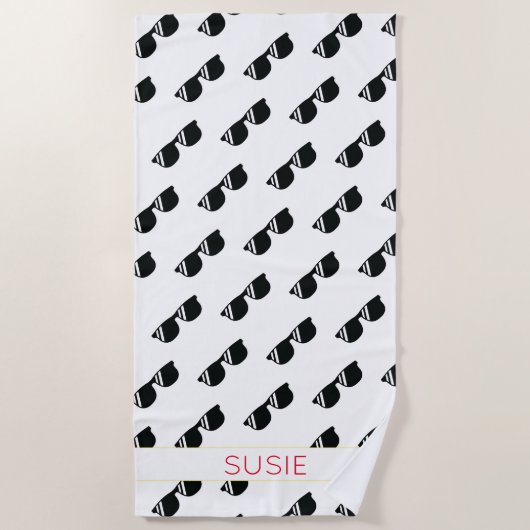 サングラスパターンNAMEスクールカラーズグラードおもしろい ビーチタオル (正面)