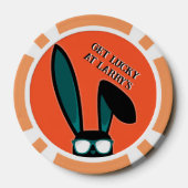 サングラスパーソナライズされたにラッキーブラックラビット ポーカーチップ (裏面)