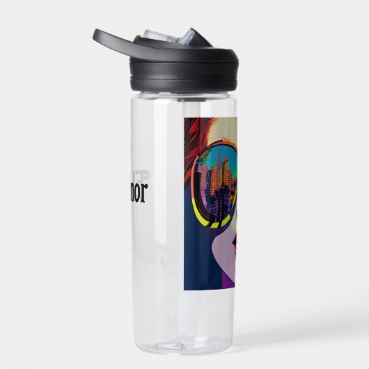 サングラスパーソナライズされたシティ・リフレクションの女性 ウォーターボトル (右面)