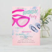 サングラスビーチサンダルサマーバースデーパーティー 招待状 (スタンド正面)