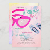 サングラスビーチサンダルサマーバースデーパーティー 招待状 (正面/裏面)