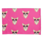 サングラスピンクの笑顔のコルギ 枕カバー (正面)