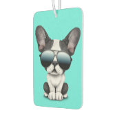 サングラスフランスのをかけている可愛いブルドッグの子犬 カーエアーフレッシュナー (左)