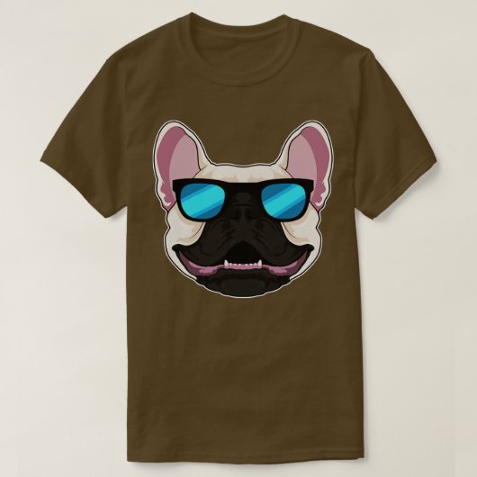 サングラスフランスの付きブルドッグ Tシャツ (デザイン正面)