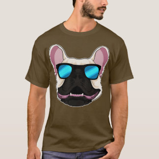 サングラスフランスの付きブルドッグ Tシャツ