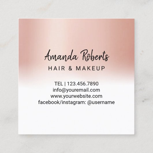 サングラスヘアメイクアップアーティスト美しいサロン スクエア名刺 (裏面)