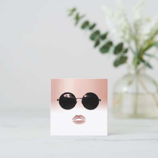 サングラスヘアメイクアップアーティスト美しいサロン スクエア名刺 (スタンド正面)