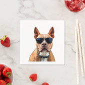 サングラスペーパーナプキンの犬 スタンダードカクテルナプキン (インサイチュ)