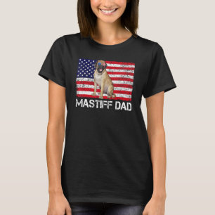 サングラスマスティフパパ旗米国犬 Tシャツ