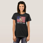 サングラスマスティフパパ旗米国犬 Tシャツ (正面フル)