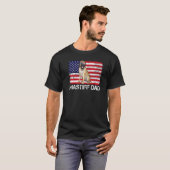 サングラスマスティフパパ旗米国犬 Tシャツ (正面フル)