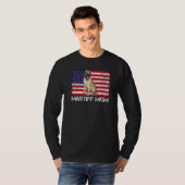 サングラスマスティフママ国旗アメリカ犬 Tシャツ (正面フル)